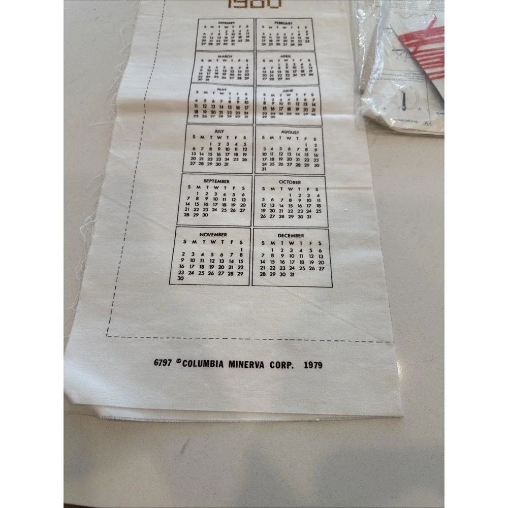 VTG‎ Cross Stitch Calendar Birds 7x35